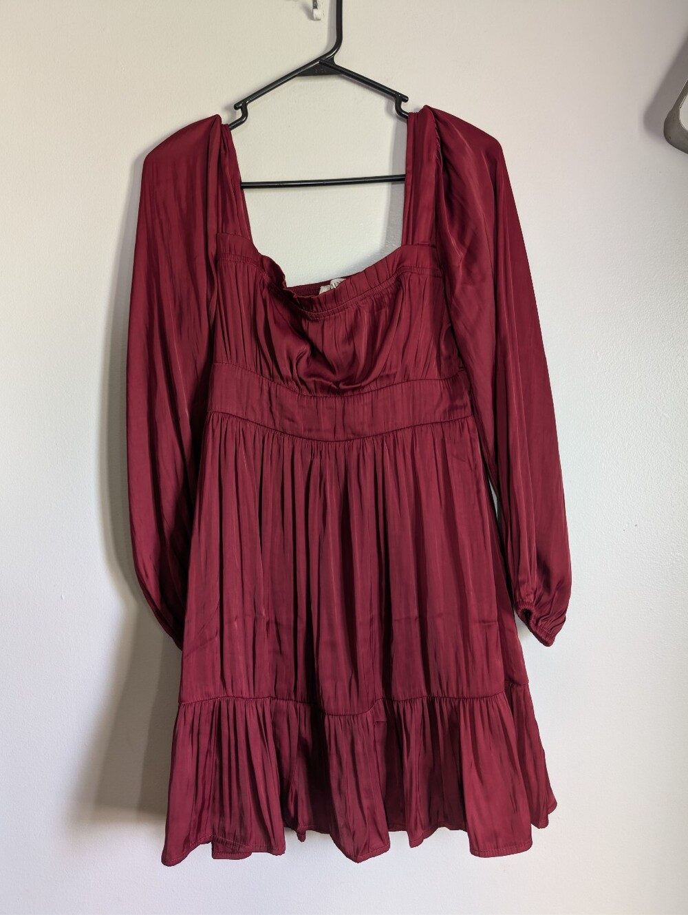MINE Burgundy Smocked Neck Dress